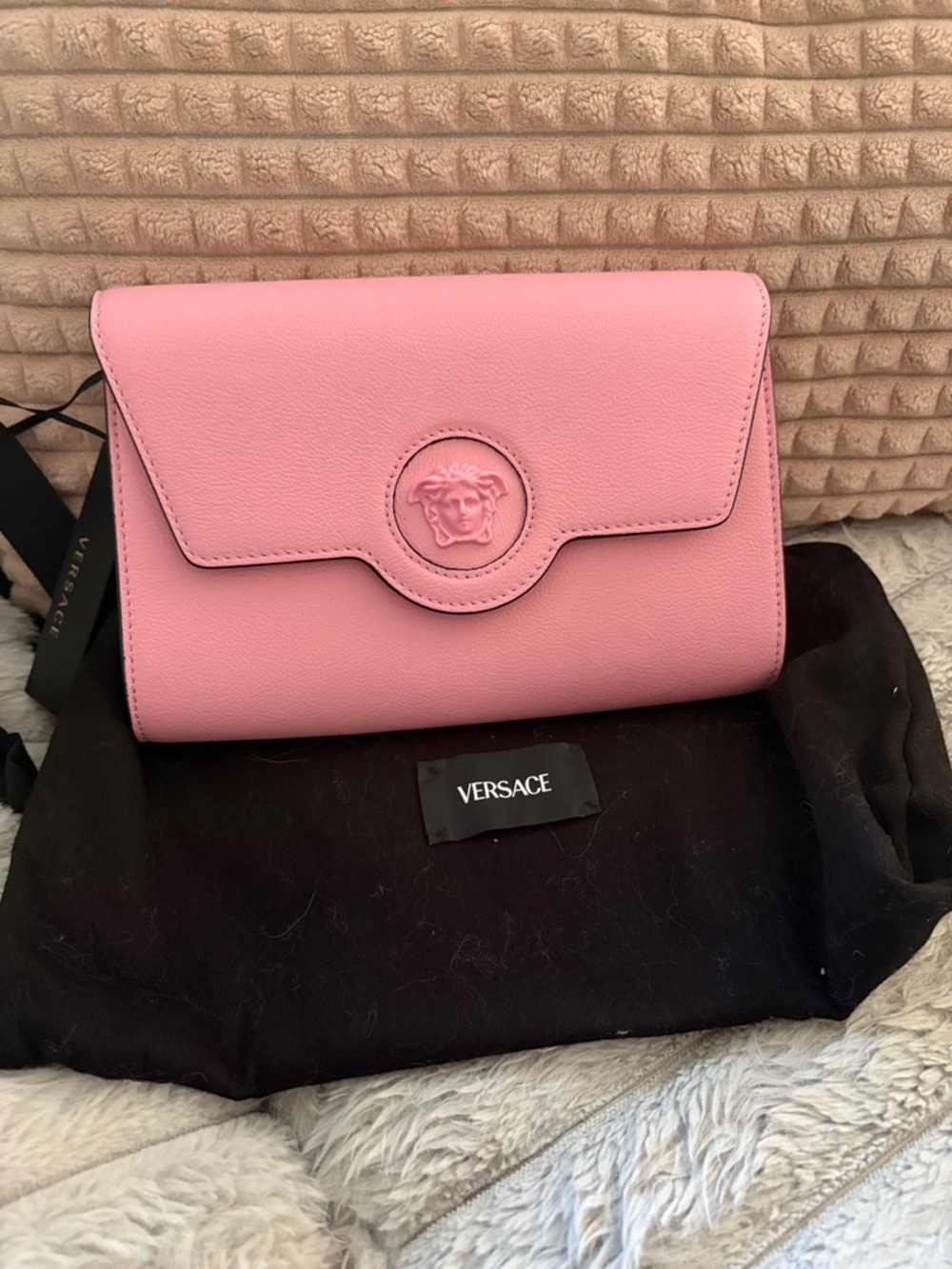 Versace Pink Leather Medusa Crossbody Bag